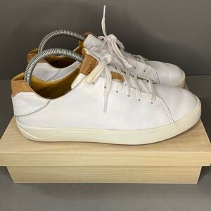 OluKai Lae'Ahi Li 'Ili White Leather Lace Up Sneakers Men's Shoes Size 8.5